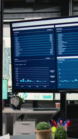 vertical video unoccupied office desk arranged with professional high tech tools
