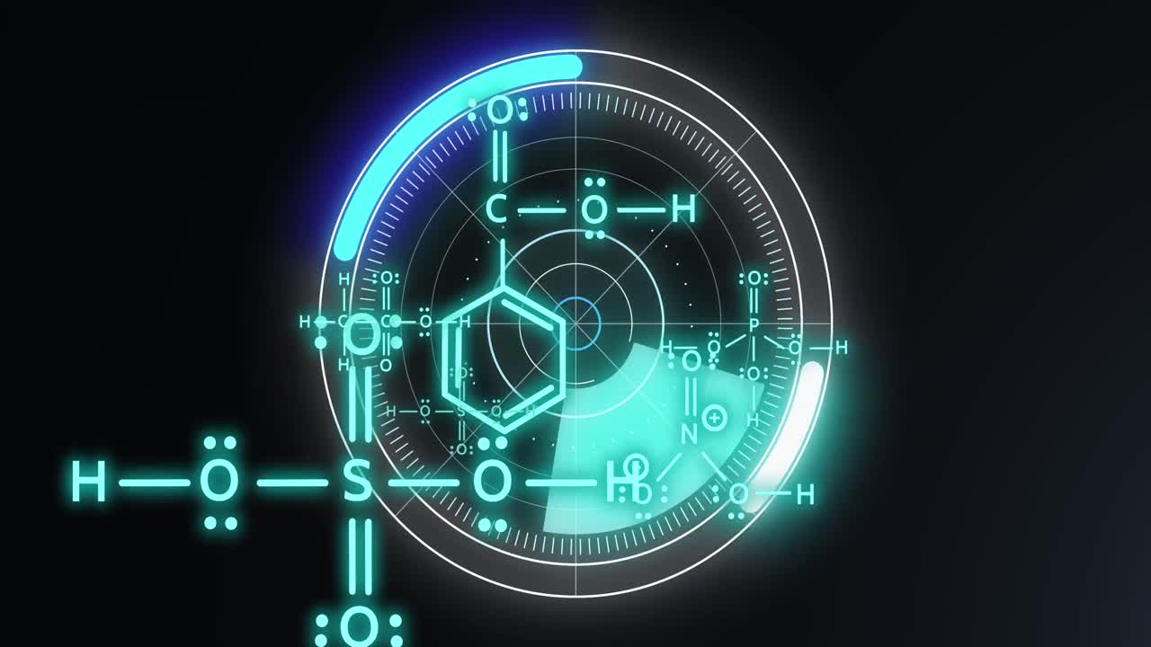 범위와 검은색 배경에서 과학 데이터 처리의 애니메이션