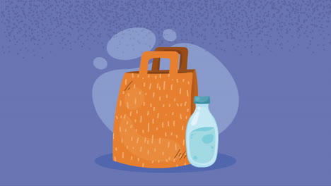 ecology paper bag with bottle animation