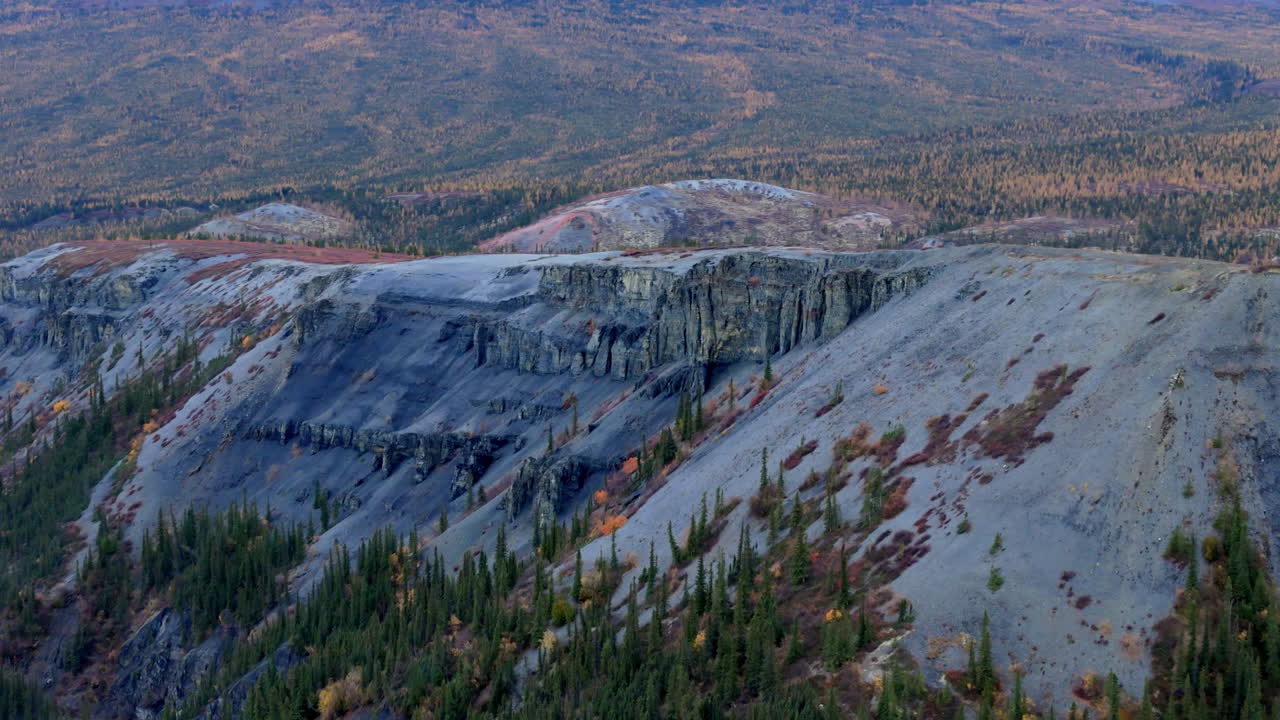 Mountain Hikes Of Wright Pass, Dempster Highway In Yukon Territories, Canada. Aerial Shot
