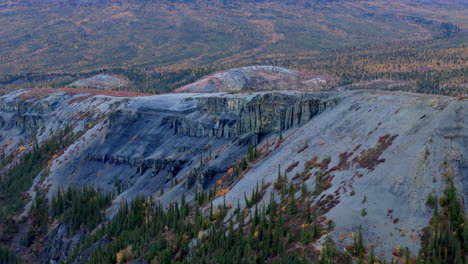 mountain hikes of wright pass, dempster highway in yukon territories, canada. aerial shot