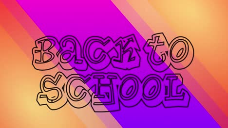 animation of back two school text over pink and orange stripes