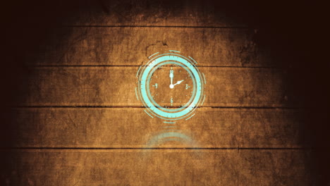 animation of blue clock over wooden wall