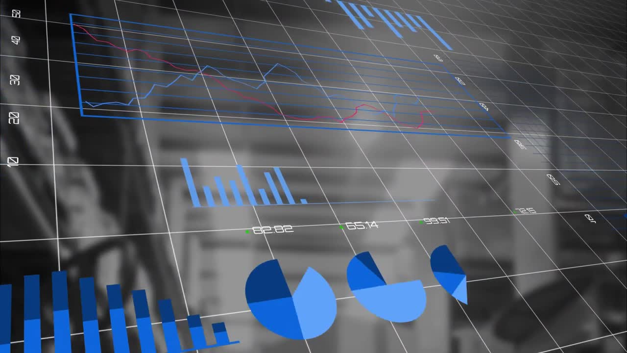 animación de las estadísticas y el procesamiento de datos financieros en el almacén