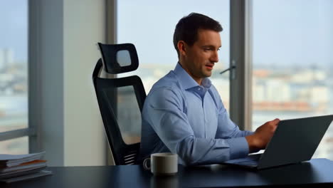businessman relaxing in office chair during a break