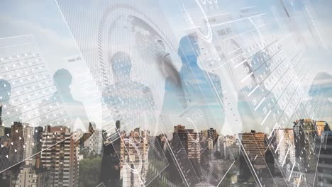 animación del procesamiento de datos sobre el paisaje urbano