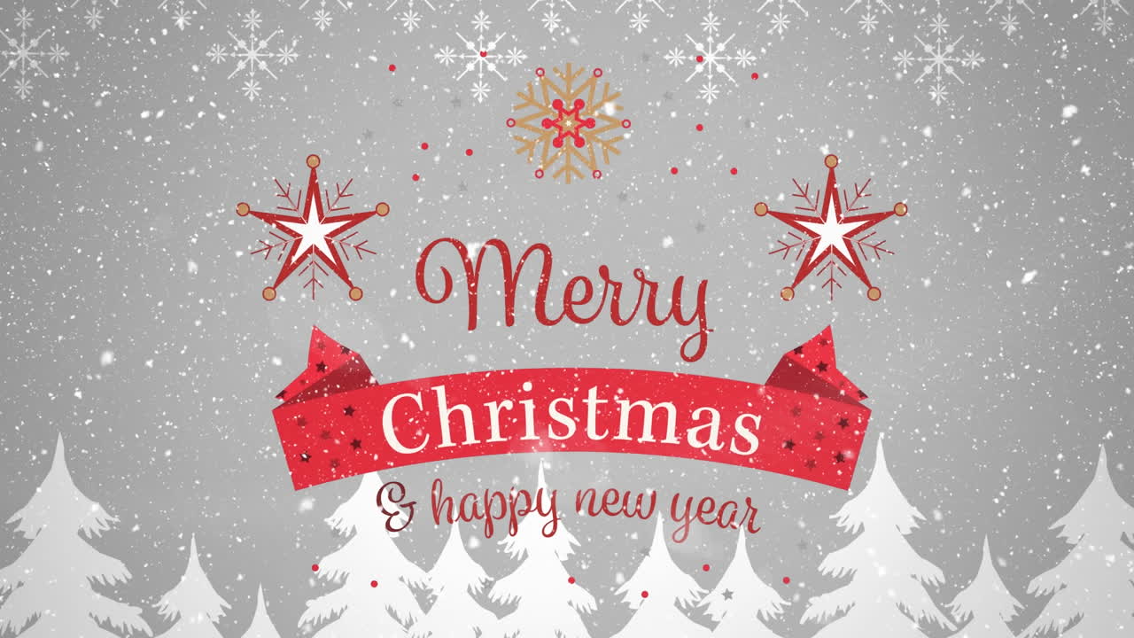 눈이 내리는 메리 크리스마스 텍스트의 애니메이션