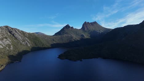 stunning aerial view of dove lake and cradle mountain in tasmania