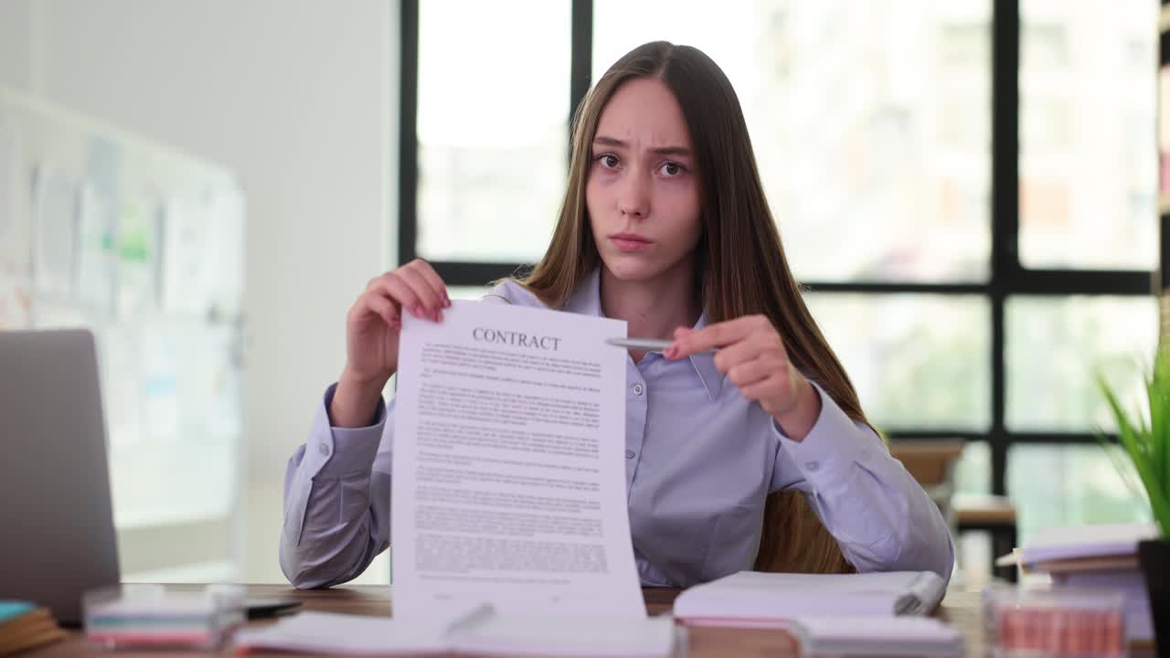 Woman Holding Contract