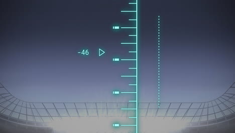 animation of data processing and diagram over stadium