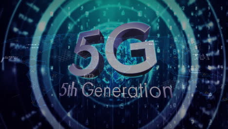 Animación-De-Texto-De-Quinta-Generación-5G-Sobre-Un-Mapa-Mundial-Digital-Y-Una-Red-De-Datos