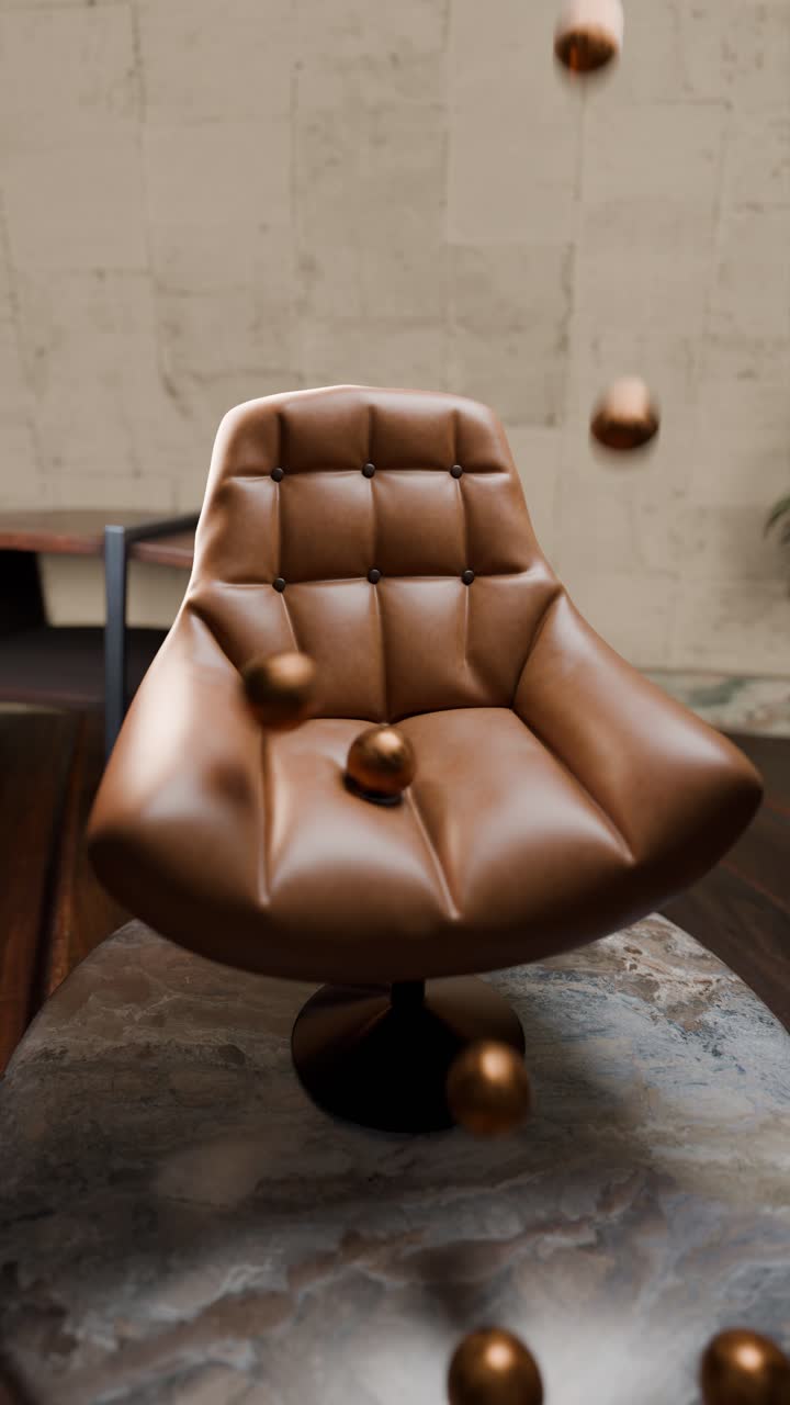 Modern Leather Chair with Floating Spheres