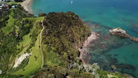 drone view of tapeka point, russell island, new zealand