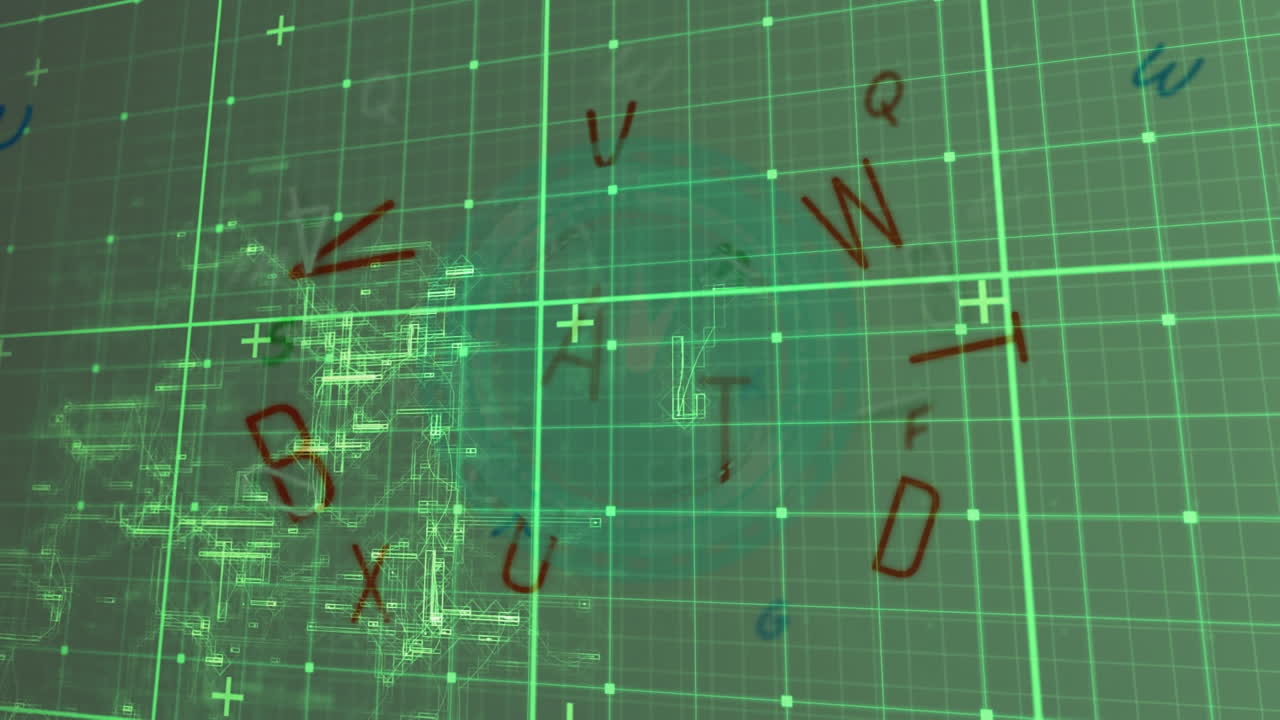 グリーングリッド上のデータ処理のアニメーション