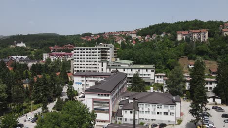 Aerial-View-of-Uzice-Hospital,-Serbia