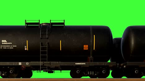 transportation of crude oil and propane gas tanks on the green screen. oil tankers are transported by rail. the concept of trade, price wars, the crisis in the energy market