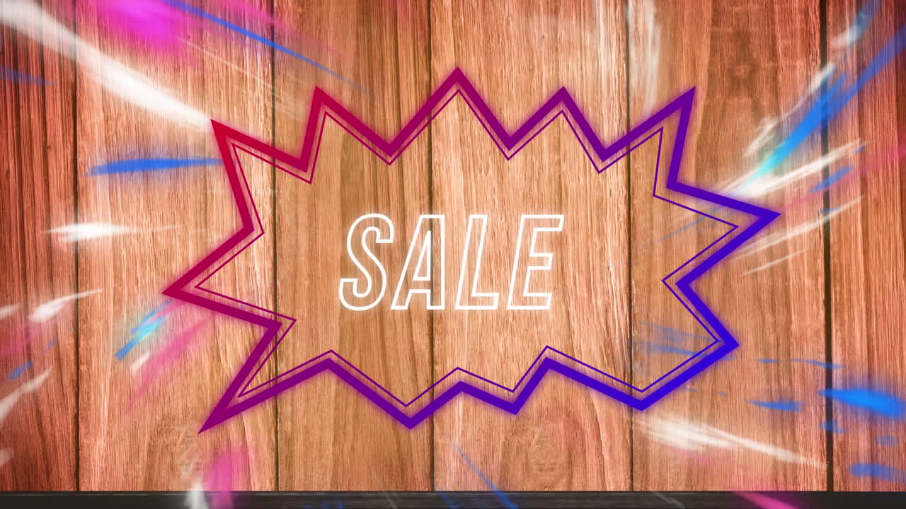 animación de texto de venta en burbuja de habla retro sobre fondo abstracto