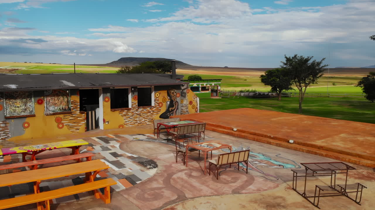 Outdoor Dining Area with African-Inspired Design