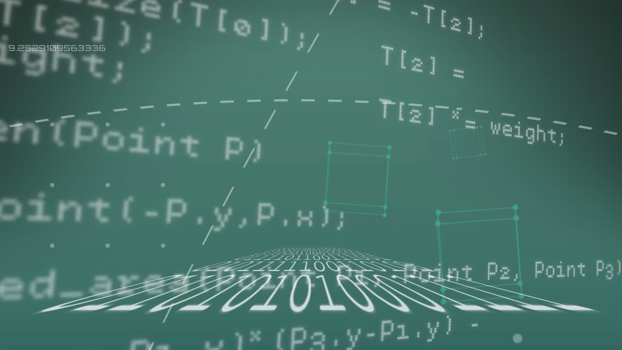 Animation of data processing on green background