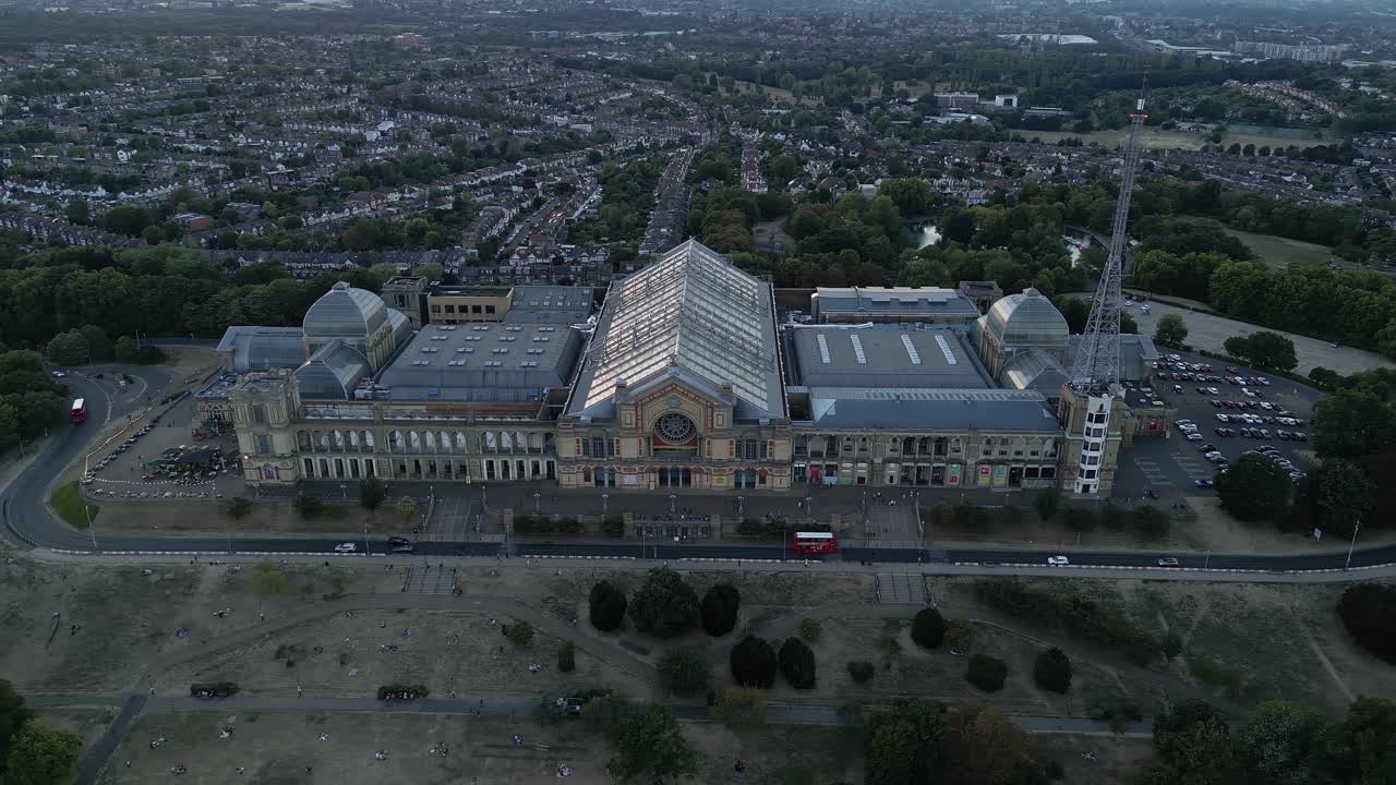 Aerial view across Alexandra Palace venue and surrounding Muswell hill and Wood green neighbourhoods