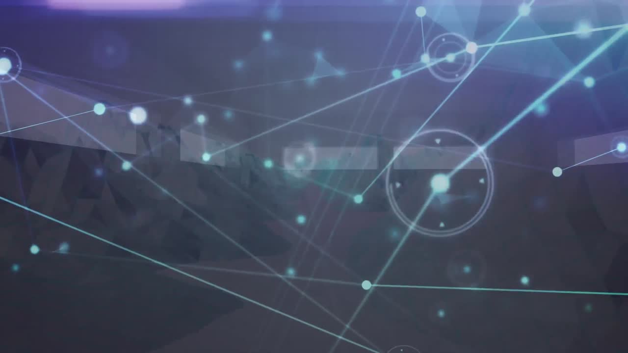 animación de redes de conexiones sobre montañas giratorias