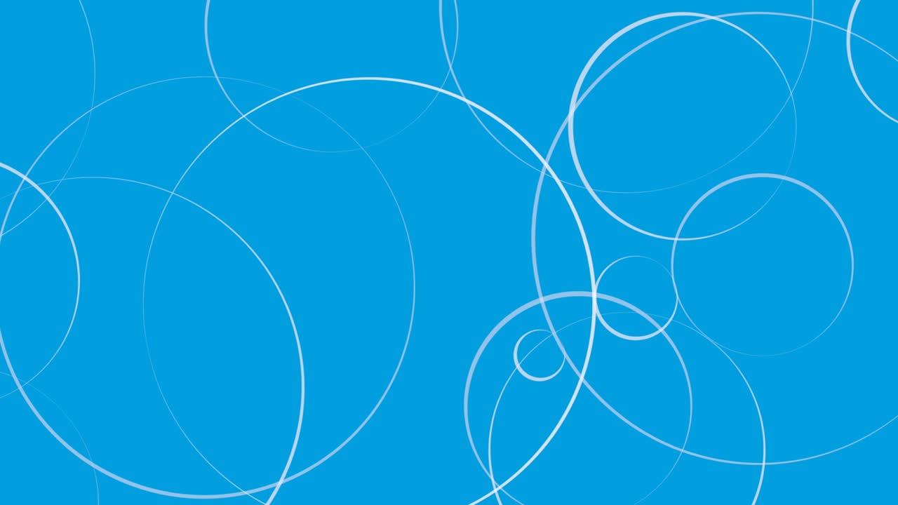 추상적인 최소한의 기하학적 원형 모양 디자인, 파란색 배경, 2d 애니메이션, 루프 영상, 4k