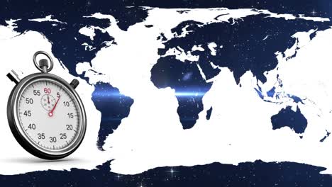 stopwatch in world map