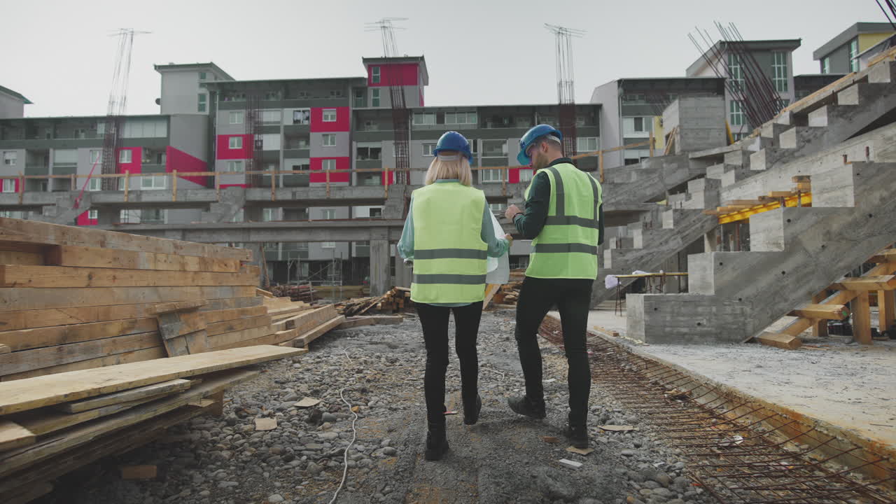 trabajadores de la construcción en un sitio en construcción