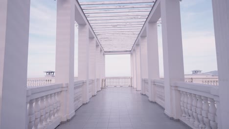 white architectural corridor