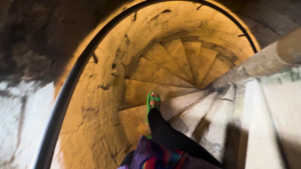Walking Down York Clifford's Tower Staircase