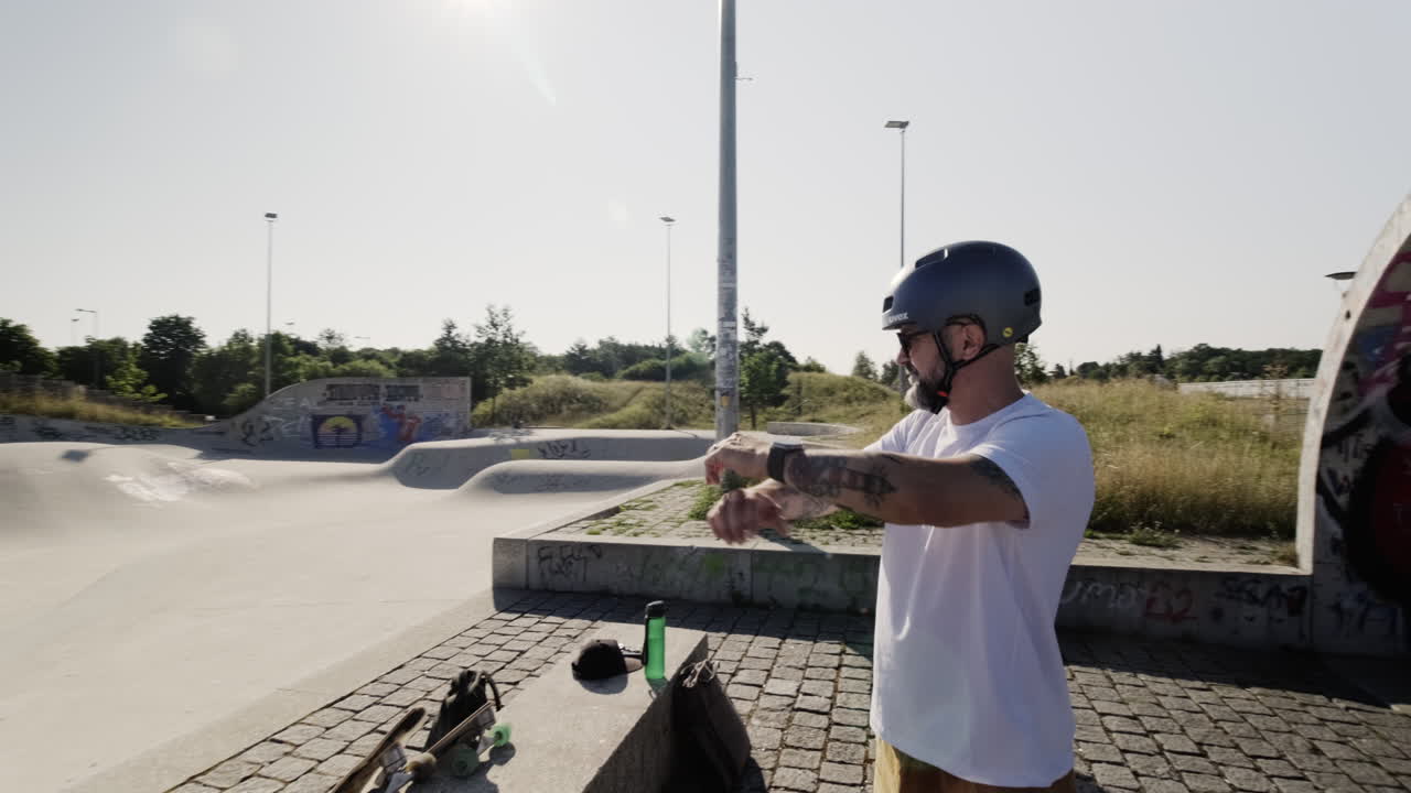 Silver Surfer's Delight: Old White Male Riding a Surf Skate in a German Skate Park