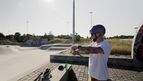 Silver-Surfer's-Delight:-Old-White-Male-Riding-a-Surf-Skate-in-a-German-Skate-Park