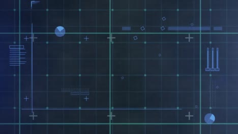 animation of statistics recording over markers and grid in background