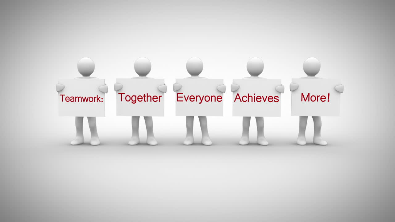 함께하면 모든 사람이 더 많은 것을 성취할 수 있다고 말하는 표지판을 보여주는 색 문자