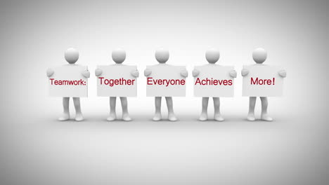 White-characters-showing-signs-saying-together-everyone-achieves-more