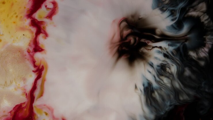 Abstract boiling on multicolor inks in water