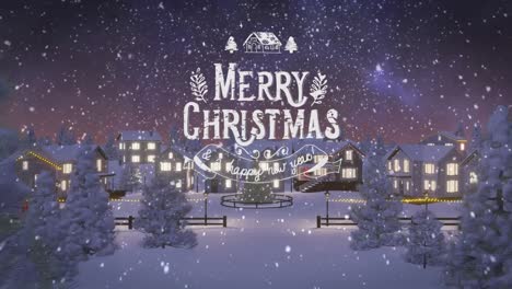 Animation-of-christmas-greetings-text-over-christmas-decorations-in-winter-scenery