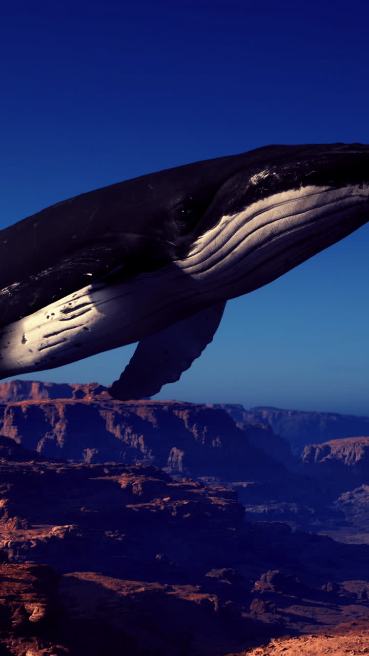 Balena che si libra sopra il mozzafiato paesaggio del Grand Canyon al tramonto