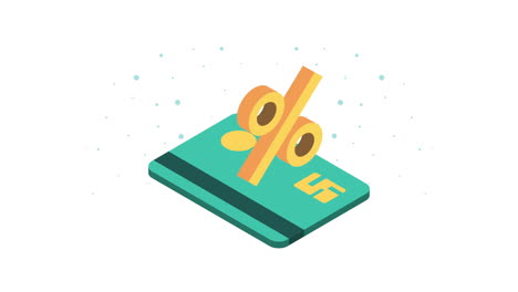 credit card and percent symbol financial animation