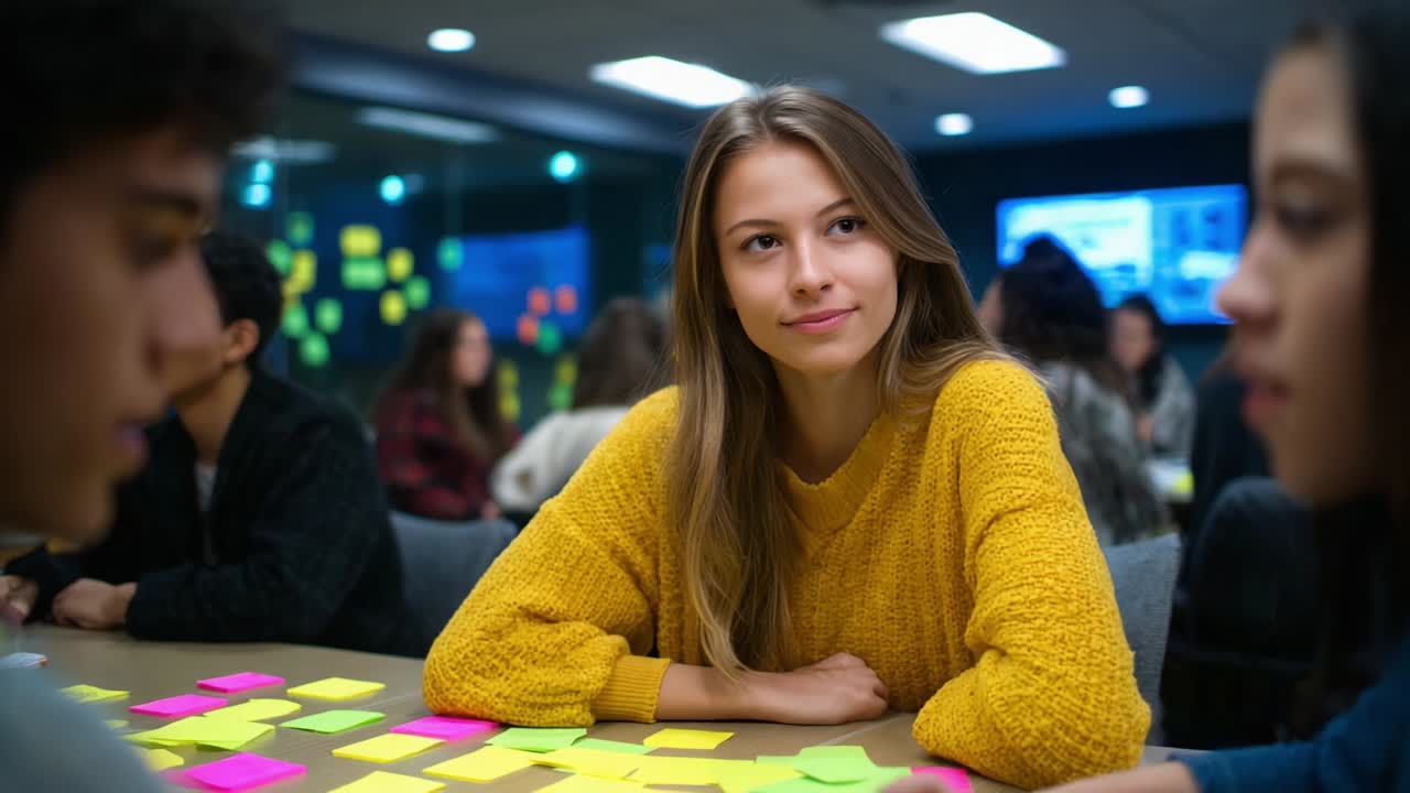 Sessione di brainstorming di squadra con note adesive