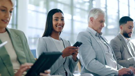 professional, cellphone and job interview