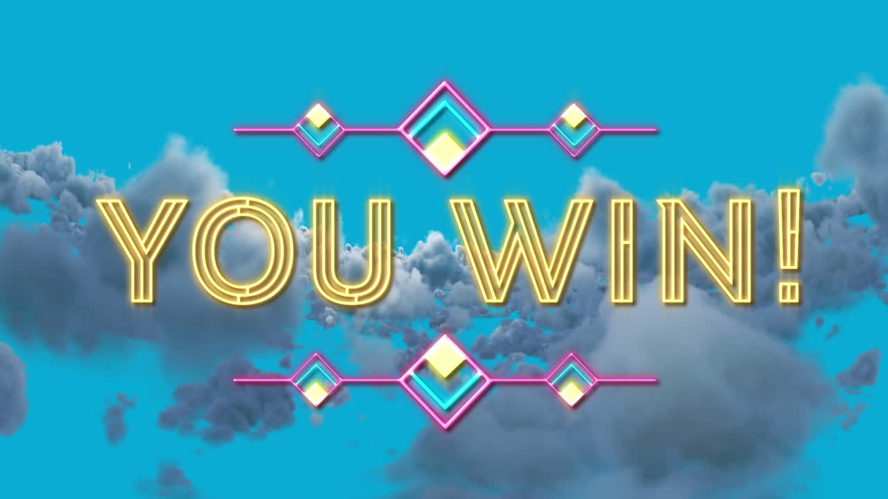 당신이 구름과 함께 하늘 위에 텍스트를 승리 애니메이션