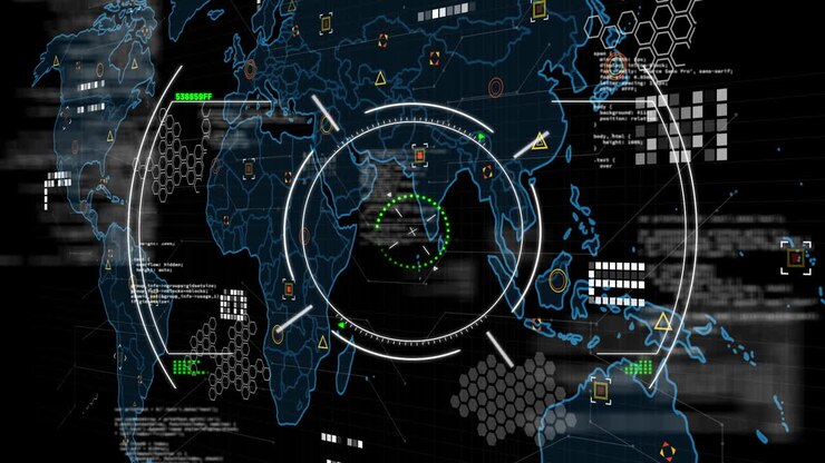 Animation of scope, markers and data processing over world map