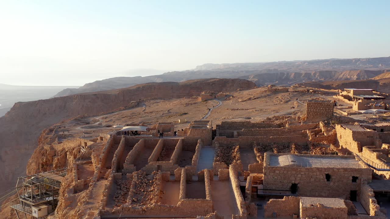 Aerial Views of Masada National Park in the Judean Desert