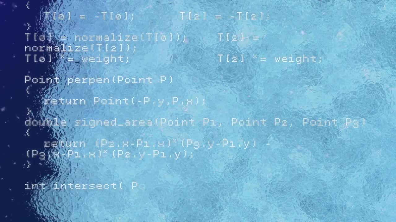 Animation of computer code over navy background with blue shade
