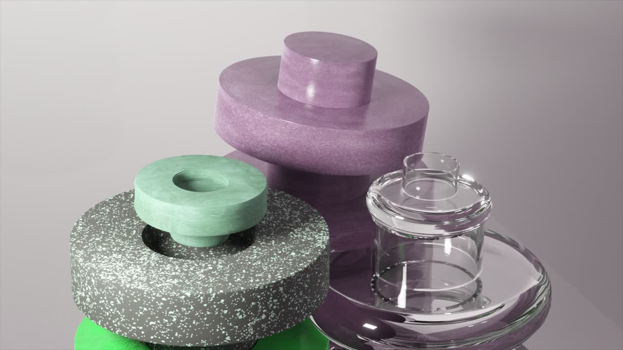 추상적인 기하학적 디스플레이와 현대적인 장식 물체