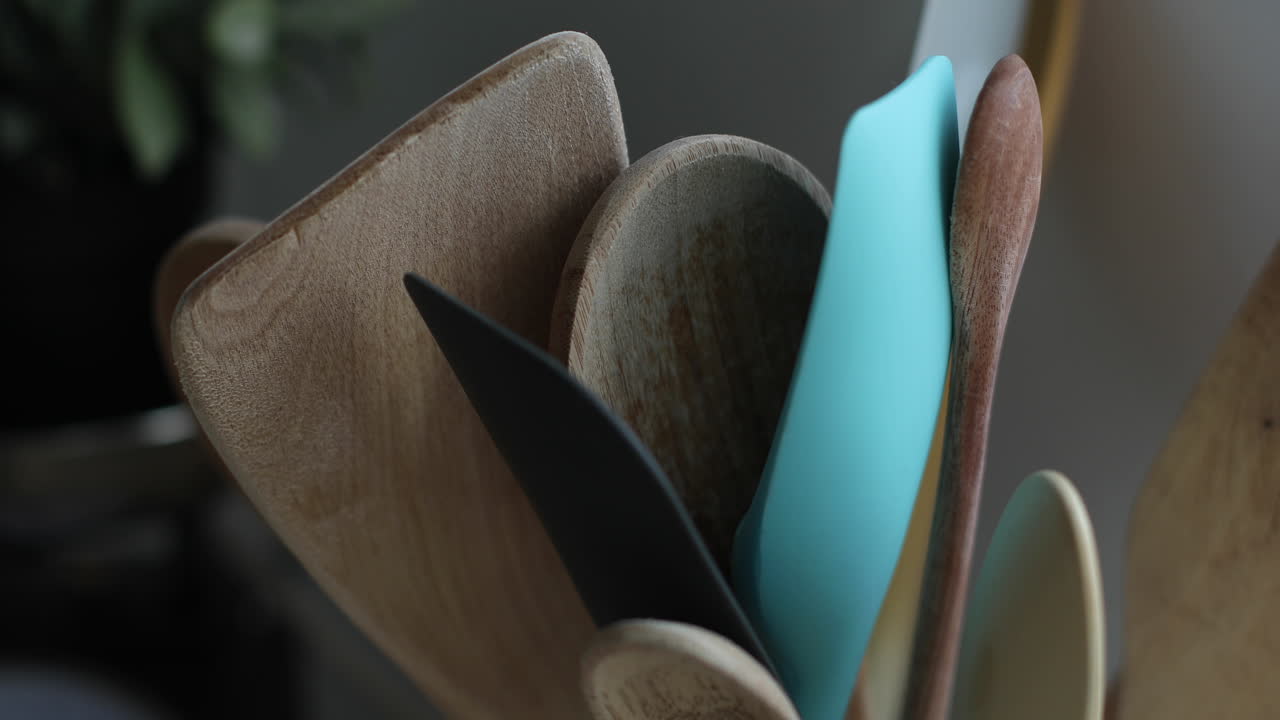 Kitchen utensils in a container