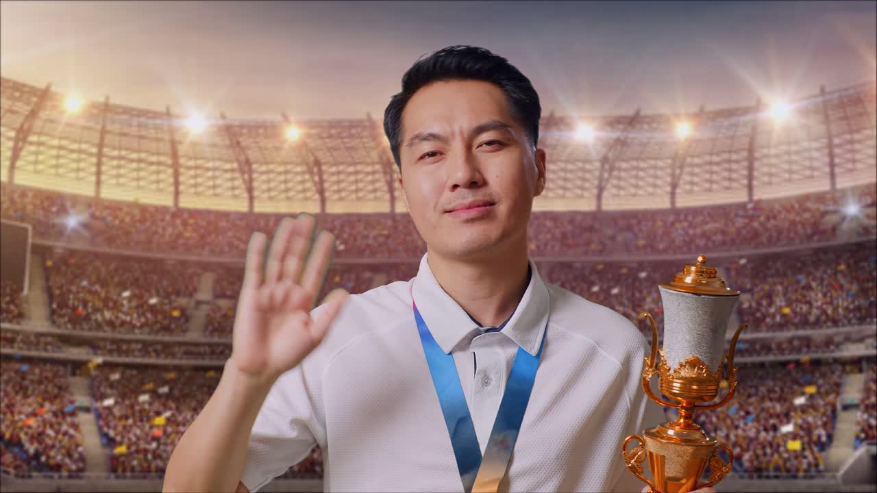 스포츠 업적을 축하하는 남자