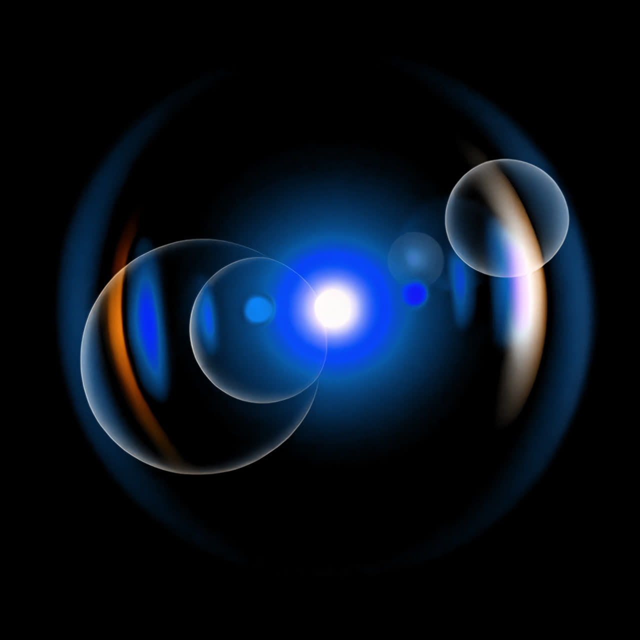 Abstract glowing blue light spheres animation isolated asset, transparent 4K video, alpha channel