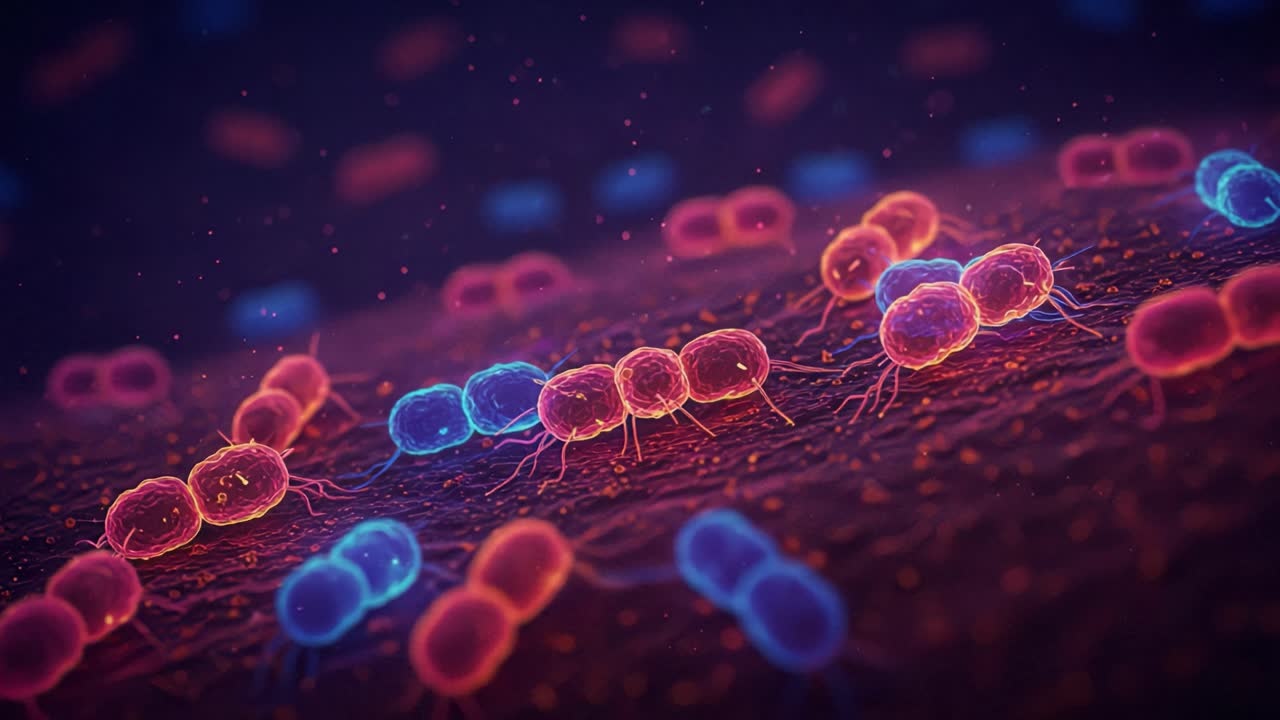 Stunning Visualization of Microbial Life: Explore the Intricate World of Bacteria with Colorful Illustrations Capturing Their Structure and Movement